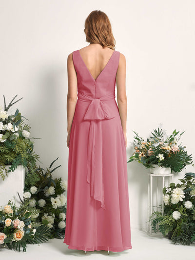 Carlyna June A-Line Desert Rose Bridesmaid Dress Maxi Sleeveless V-Neck Dress #color_desert-rose