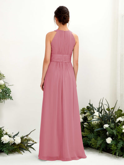 Carlyna Noelle A-Line Desert Rose Bridesmaid Dress Maxi Sleeveless Round Neck Dress #color_desert-rose