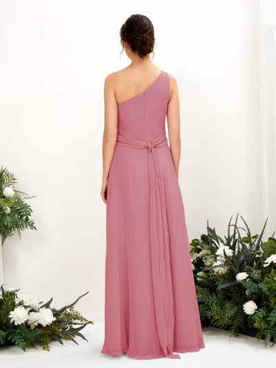 Carlyna Trita Sheath Desert Rose Bridesmaid Dress Maxi Sleeveless One Shoulder Dress #color_desert-rose