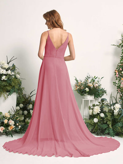Carlyna Marcia A-Line Desert Rose Bridesmaid Dress Maxi Sleeveless V-Neck Dress #color_desert-rose