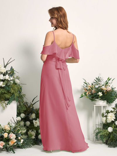 Carlyna Yvette A-Line Desert Rose Bridesmaid Dress Maxi Sleeveless V-Neck Dress #color_desert-rose