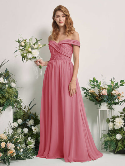 Carlyna Leona A-Line Desert Rose Embroidered Bridesmaid Dress Maxi Sleeveless Sweetheart Dress #color_desert-rose