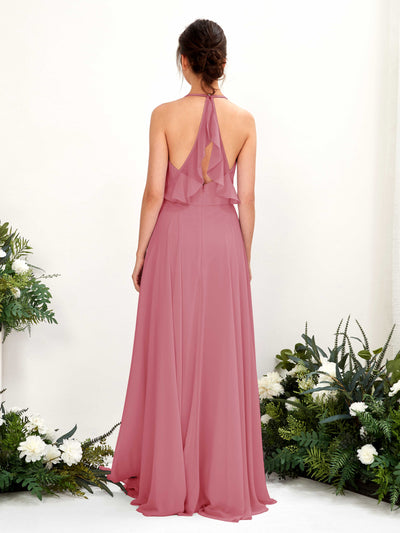 Carlyna Launo A-Line Desert Rose Bridesmaid Dress Maxi Sleeveless V-Neck Dress #color_desert-rose
