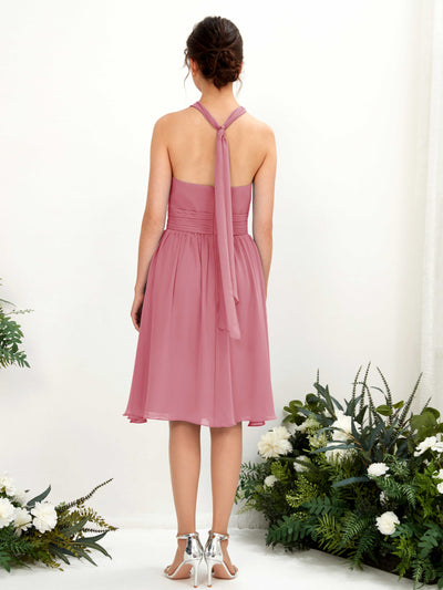 Carlyna Yvonne A-Line Desert Rose Bridesmaid Dress Knee-Length Sleeveless Round Neck Dress #color_desert-rose