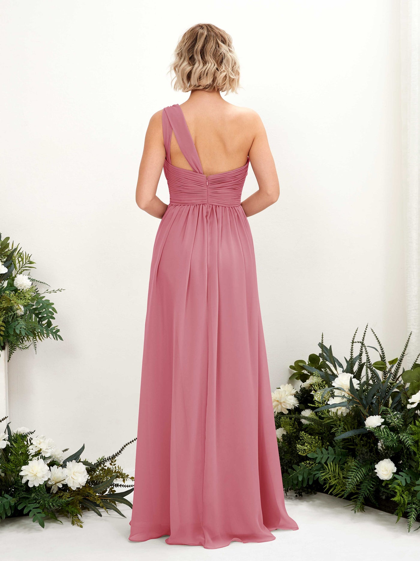 One Shoulder Sleeveless Chiffon Bridesmaid Dress - Desert Rose (81225011)#color_desert-rose