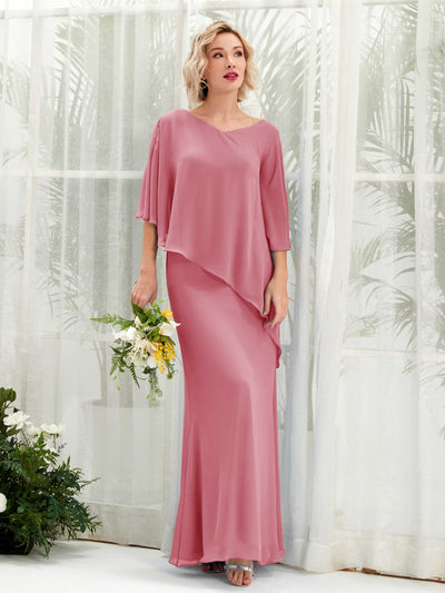 Carlyna Violaine A-Line Desert Rose Bridesmaid Dress Maxi Three Quarter Sleeve V-Neck Dress #color_desert-rose