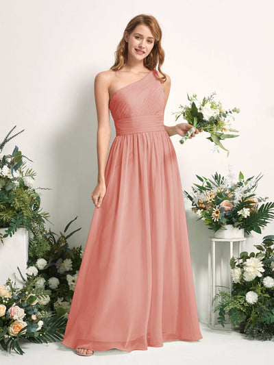 Carlyna Pandora A-Line Champagne Rose Bridesmaid Dress Maxi Sleeveless One Shoulder Dress #color_champagne-rose