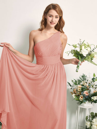Carlyna Pandora A-Line Champagne Rose Bridesmaid Dress Maxi Sleeveless One Shoulder Dress #color_champagne-rose