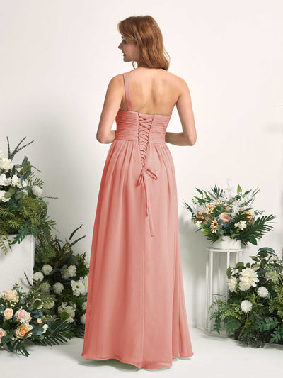 Carlyna Pandora A-Line Champagne Rose Bridesmaid Dress Maxi Sleeveless One Shoulder Dress #color_champagne-rose