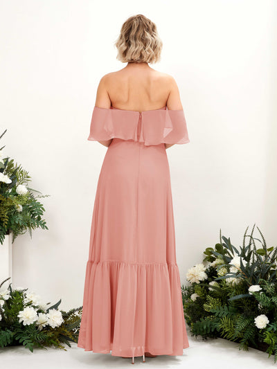 Carlyna Joie A-Line Champagne Rose Bridesmaid Dress Maxi Sleeveless Off the Shoulder Dress #color_champagne-rose