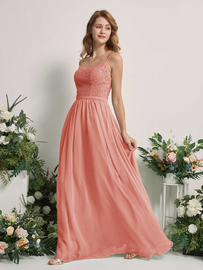 Carlyna Ursula A-Line Champagne Rose Beaded Bridesmaid Dress Maxi Sleeveless Sweetheart Dress #color_champagne-rose