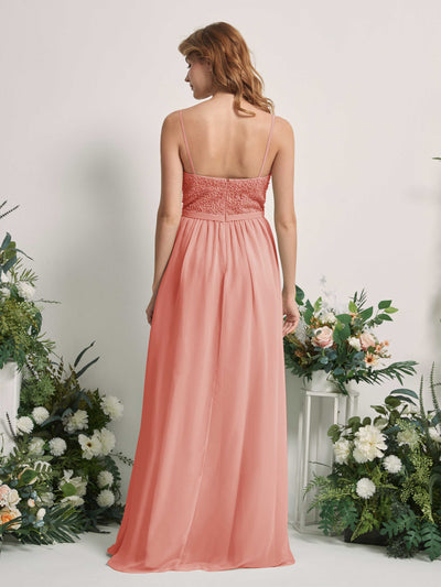 Carlyna Ursula A-Line Champagne Rose Beaded Bridesmaid Dress Maxi Sleeveless Sweetheart Dress #color_champagne-rose