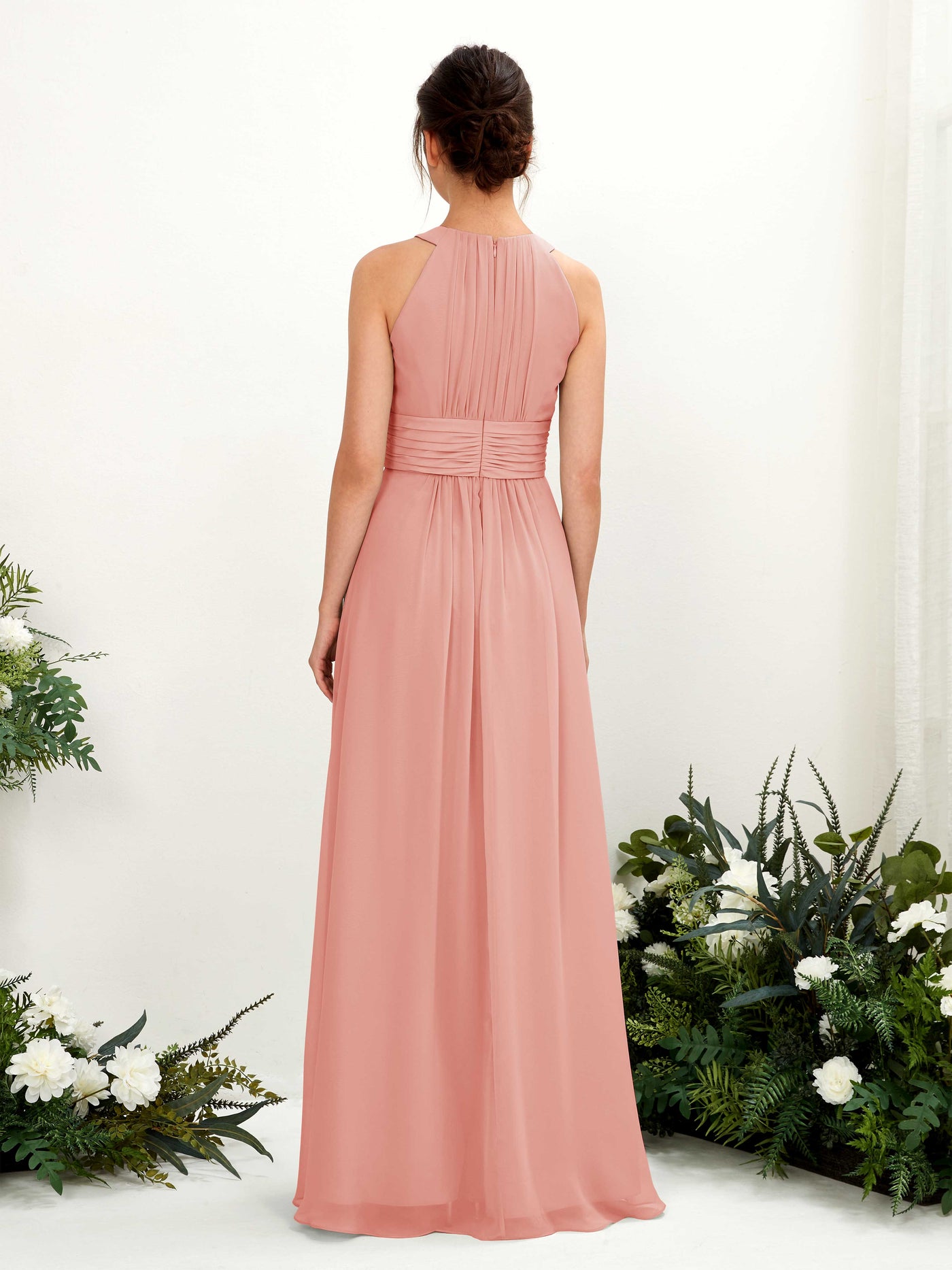 A-line Round Sleeveless Chiffon Bridesmaid Dress - Champagne Rose (81221506)#color_champagne-rose