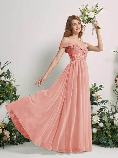 Carlyna Leona A-Line Champagne Rose Embroidered Bridesmaid Dress Maxi Sleeveless Sweetheart Dress #color_champagne-rose