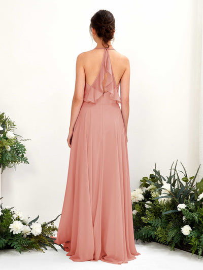 Carlyna Launo A-Line Champagne Rose Bridesmaid Dress Maxi Sleeveless V-Neck Dress #color_champagne-rose