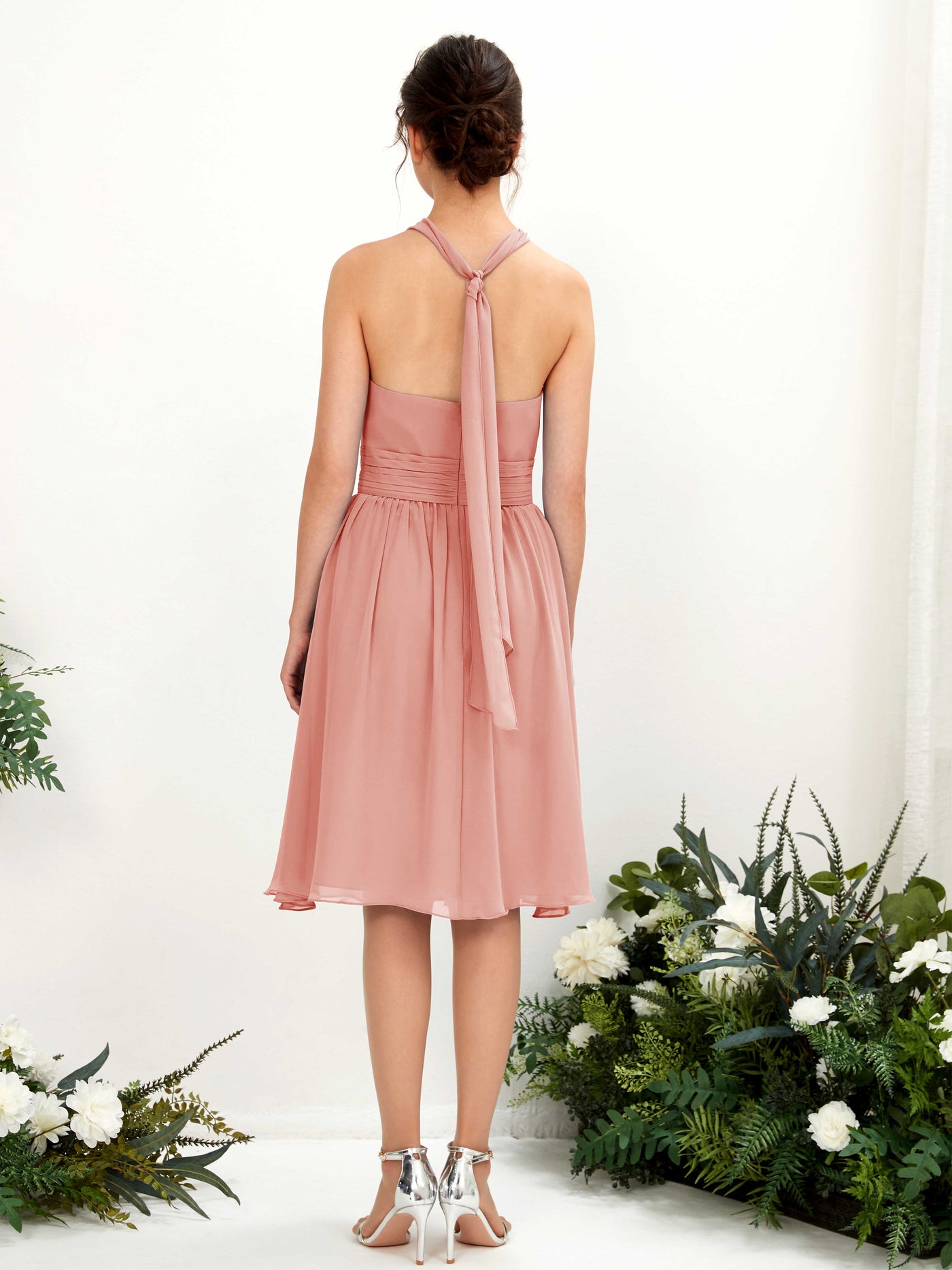 Halter Strapless Chiffon Bridesmaid Dress - Champagne Rose (81222606)#color_champagne-rose