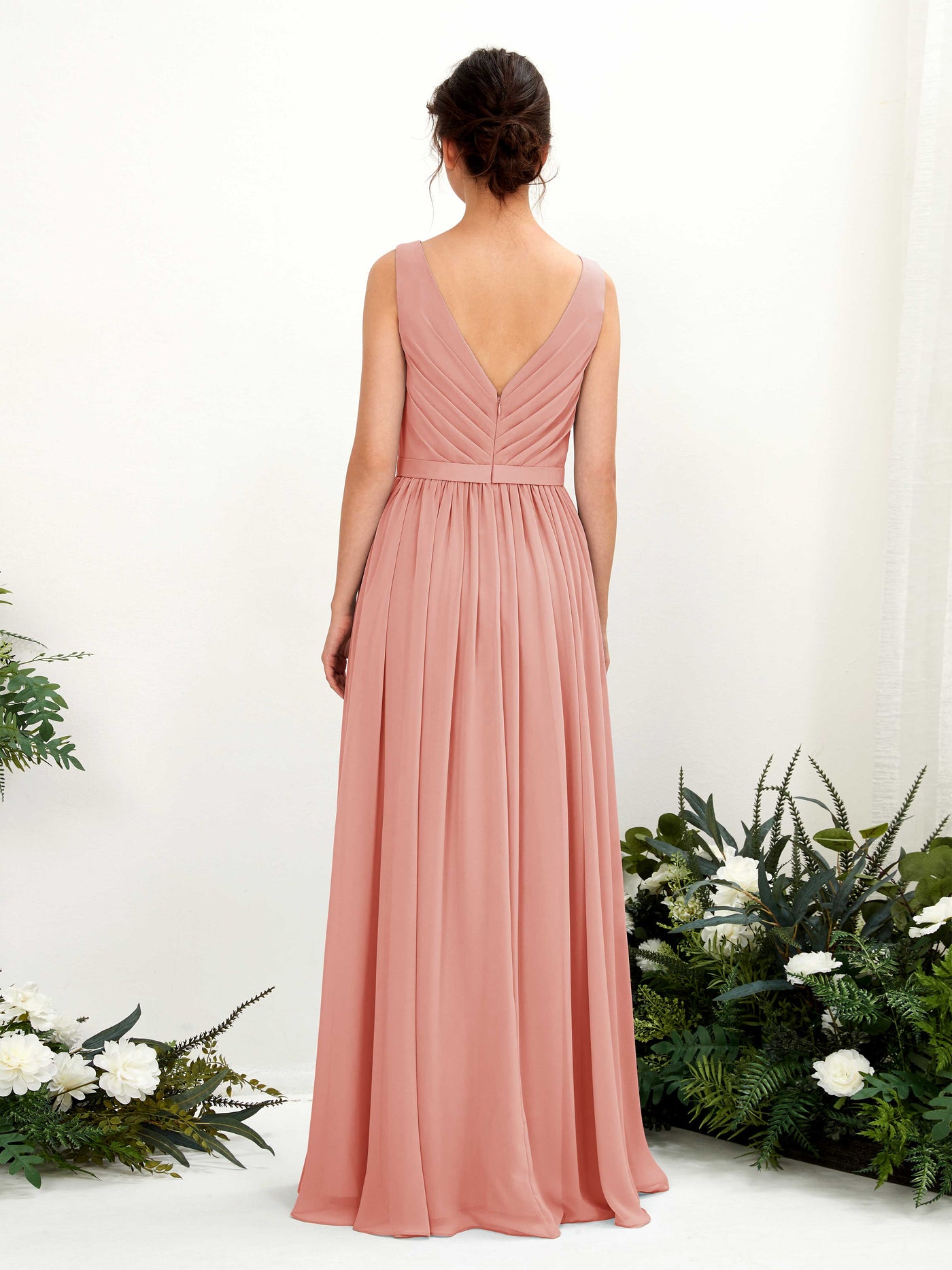 V-neck Sleeveless Chiffon Bridesmaid Dress - Champagne Rose (81223606)#color_champagne-rose