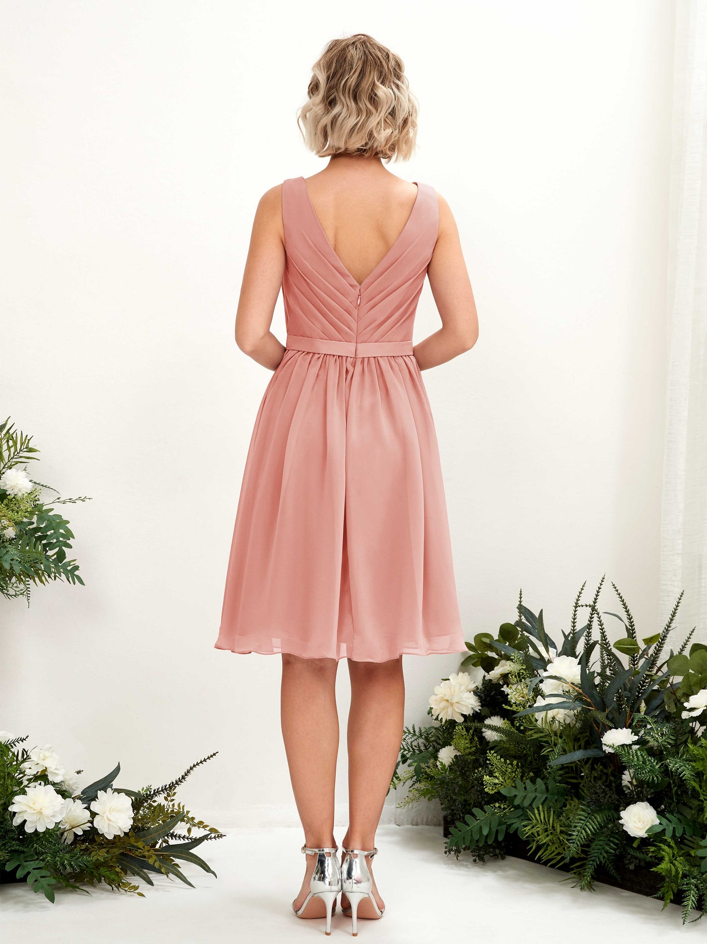V-neck Sleeveless Chiffon Bridesmaid Dress - Champagne Rose (81224806)#color_champagne-rose
