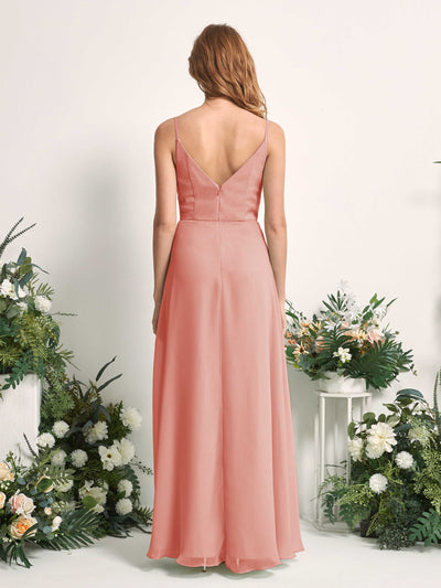 Carlyna Hannah A-Line Champagne Rose Bridesmaid Dress Maxi Sleeveless Sweetheart Dress Back View #color_champagne-rose