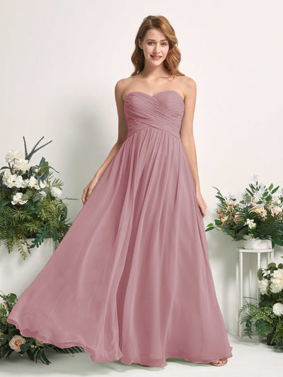 Carlyna Elma A-Line Vintage Mauve Bridesmaid Dress Maxi Sleeveless Sweetheart Dress Front View #color_vintage-mauve
