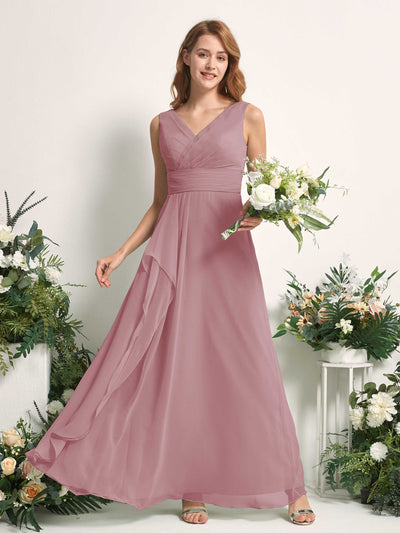 Carlyna Mollie A-Line Vintage Mauve Bridesmaid Dress Maxi Sleeveless V-Neck Dress #color_vintage-mauve