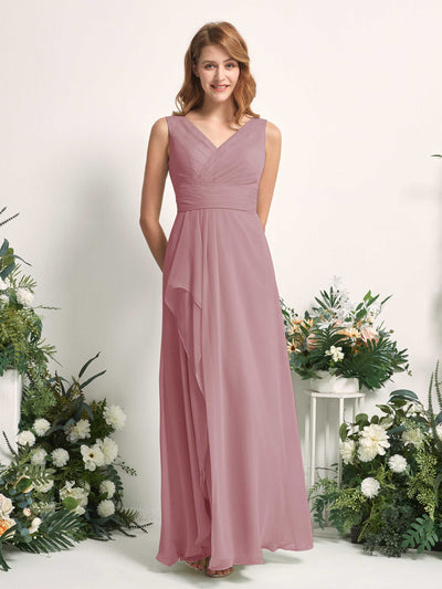 Carlyna Mollie A-Line Vintage Mauve Bridesmaid Dress Maxi Sleeveless V-Neck Dress #color_vintage-mauve