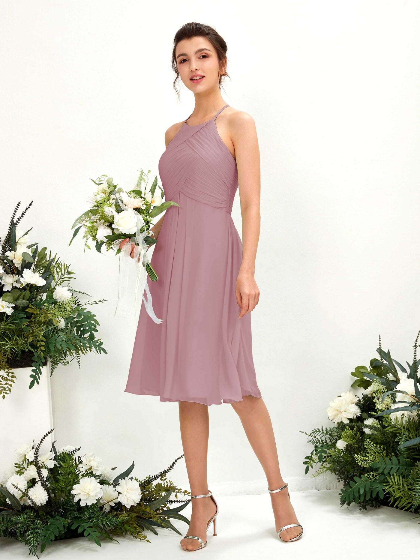 A-line Halter Sleeveless Chiffon Bridesmaid Dress - Vintage Mauve (81220401)#color_vintage-mauve