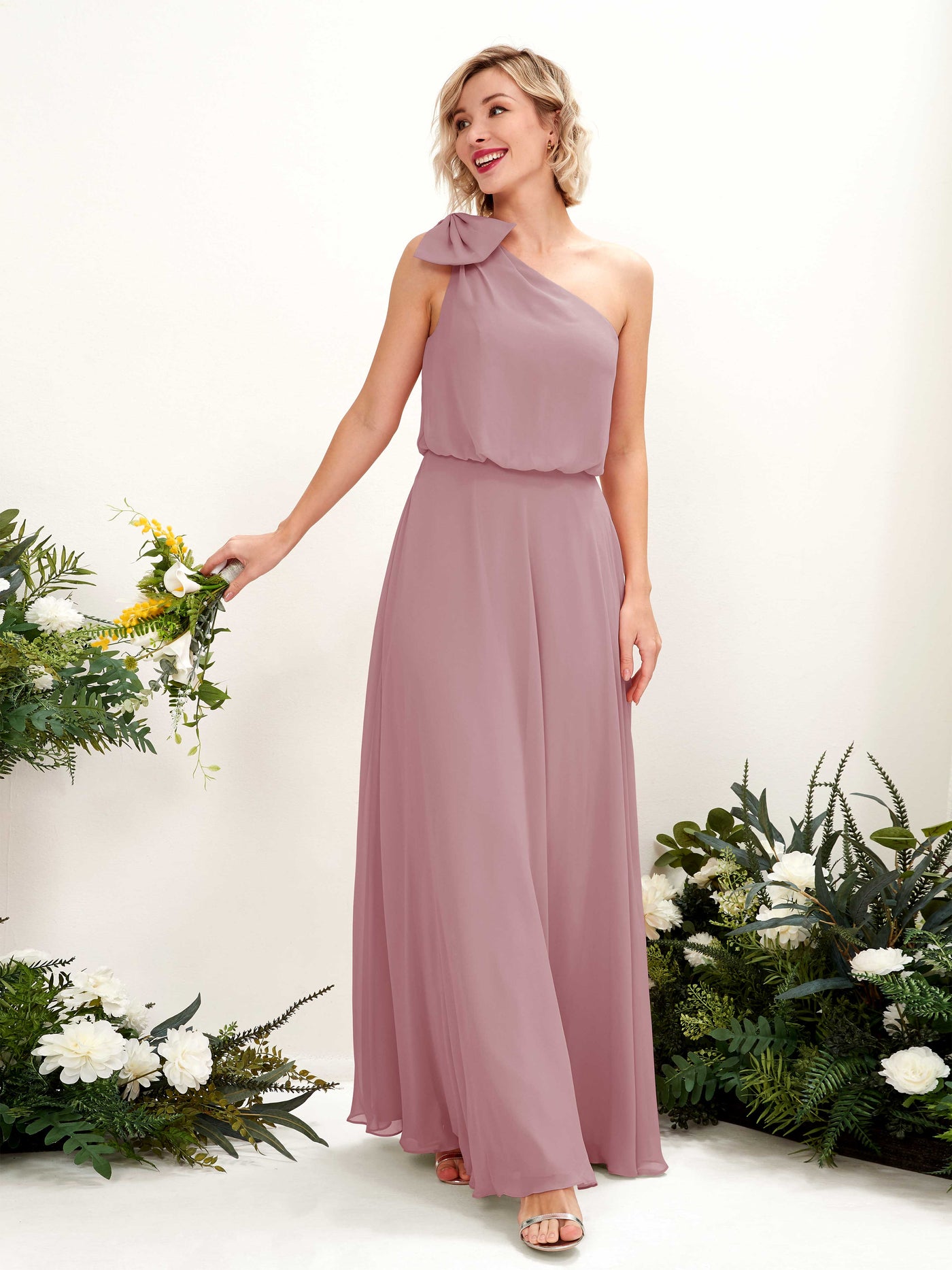 A-line One Shoulder Sleeveless Chiffon Bridesmaid Dress - Vintage Mauve (81225501)#color_vintage-mauve