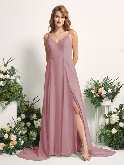 Carlyna Marcia A-Line Vintage Mauve Bridesmaid Dress Maxi Sleeveless V-Neck Dress #color_vintage-mauve