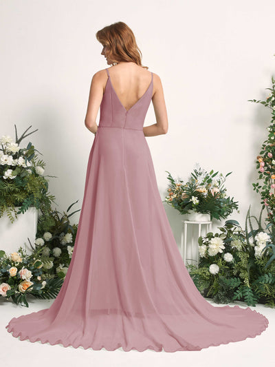Carlyna Marcia A-Line Vintage Mauve Bridesmaid Dress Maxi Sleeveless V-Neck Dress #color_vintage-mauve