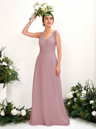 Carlyna Karen A-Line Vintage Mauve Bridesmaid Dress Maxi Sleeveless V-Neck Dress #color_vintage-mauve