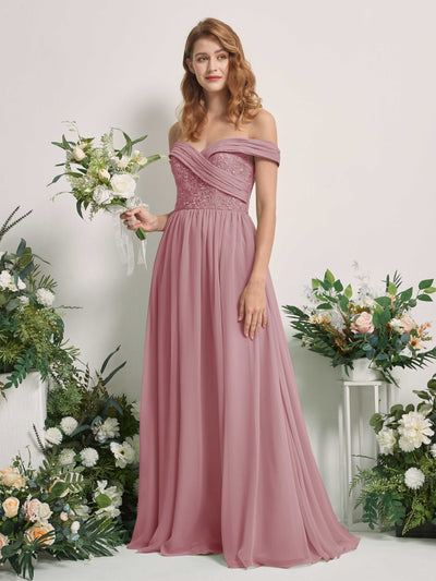 Carlyna Leona A-Line Vintage Mauve Embroidered Bridesmaid Dress Maxi Sleeveless Sweetheart Dress #color_vintage-mauve