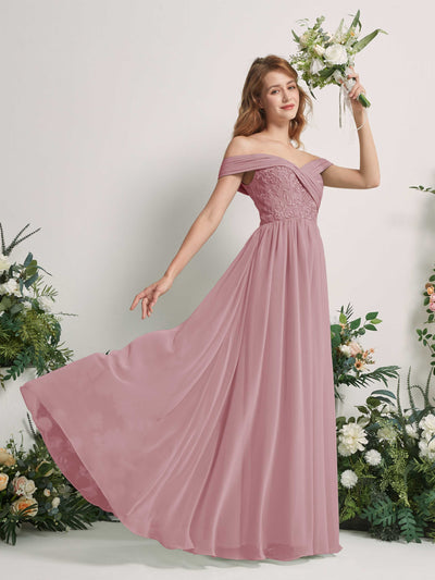 Carlyna Leona A-Line Vintage Mauve Embroidered Bridesmaid Dress Maxi Sleeveless Sweetheart Dress #color_vintage-mauve