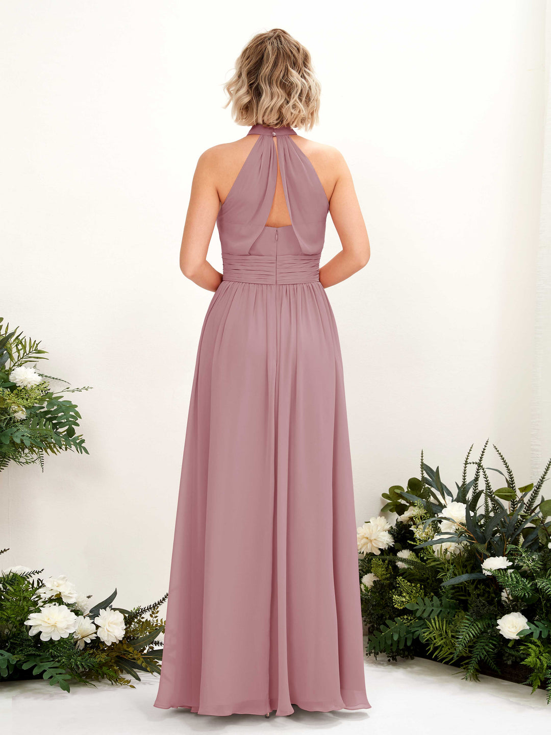 mauve bridesmaid dresses uk Long Chiffon Split Bridesmaid Dresses Plunge Neck