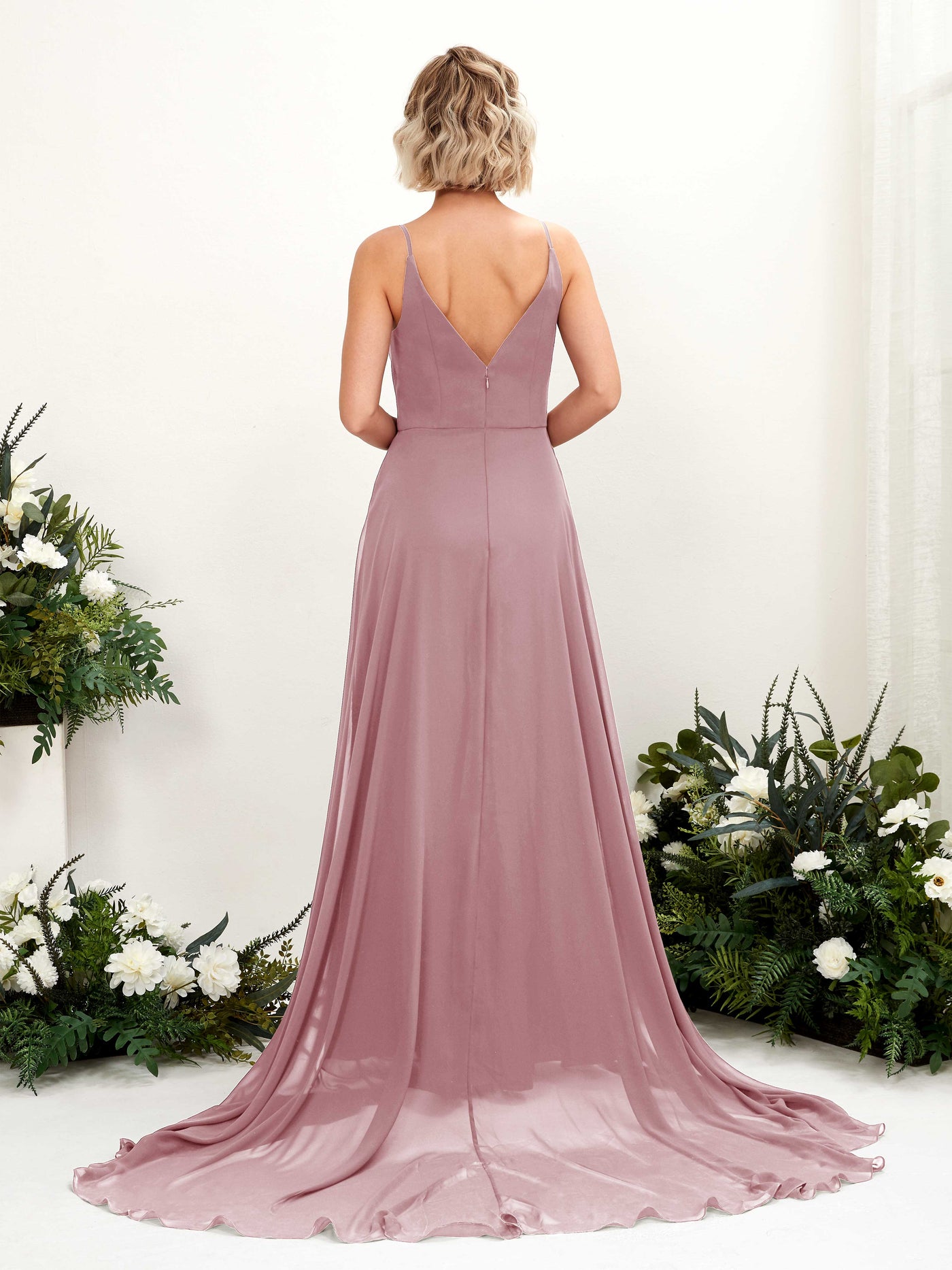 Ball Gown V-neck Sleeveless Bridesmaid Dress - Vintage Mauve (81224101)#color_vintage-mauve