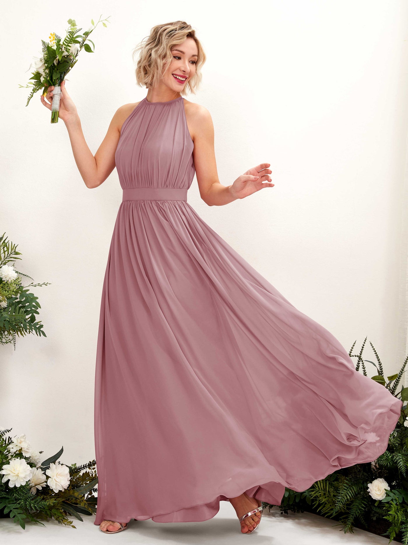 Halter Sleeveless Chiffon Bridesmaid Dress - Vintage Mauve (81223101)#color_vintage-mauve