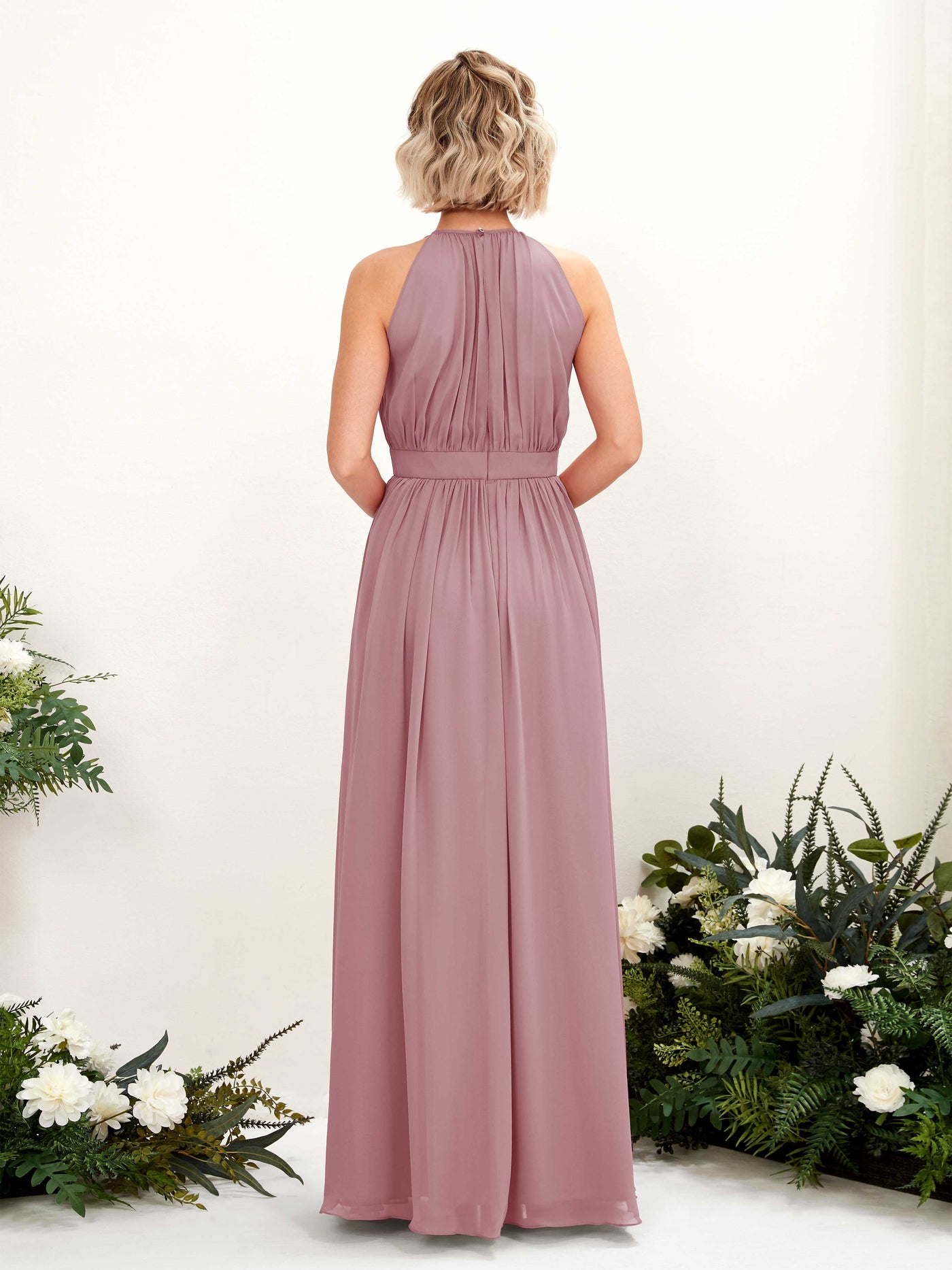 Halter Sleeveless Chiffon Bridesmaid Dress - Vintage Mauve (81223101)#color_vintage-mauve
