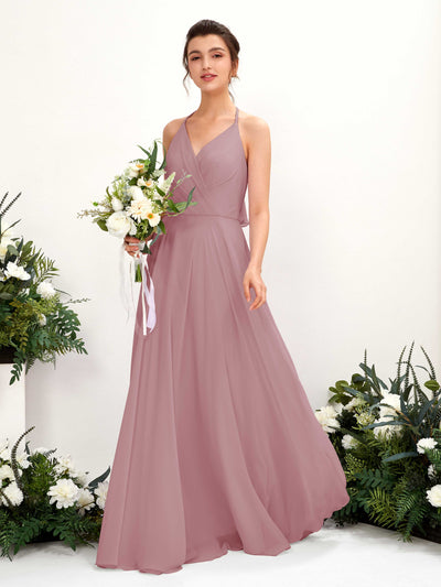 Carlyna Launo A-Line Vintage Mauve Bridesmaid Dress Maxi Sleeveless V-Neck Dress #color_vintage-mauve