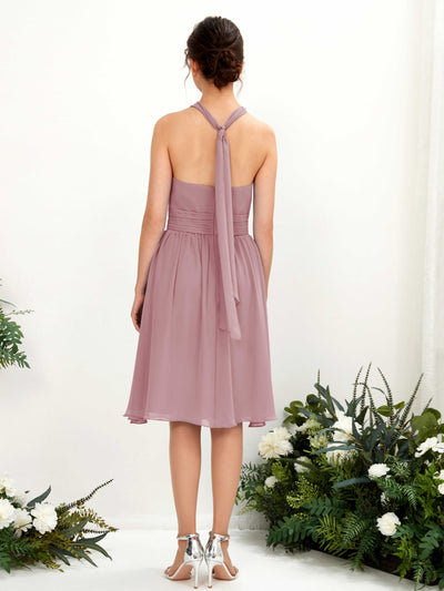 Carlyna Yvonne A-Line Vintage Mauve Bridesmaid Dress Knee-Length Sleeveless Round Neck Dress #color_vintage-mauve