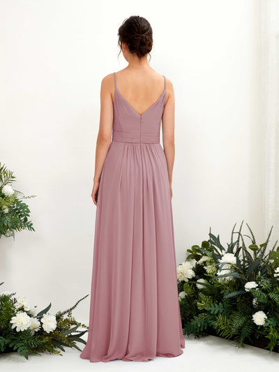 Carlyna Dira A-Line Vintage Mauve Bridesmaid Dress Maxi Sleeveless V-Neck Dress Back View #color_vintage-mauve