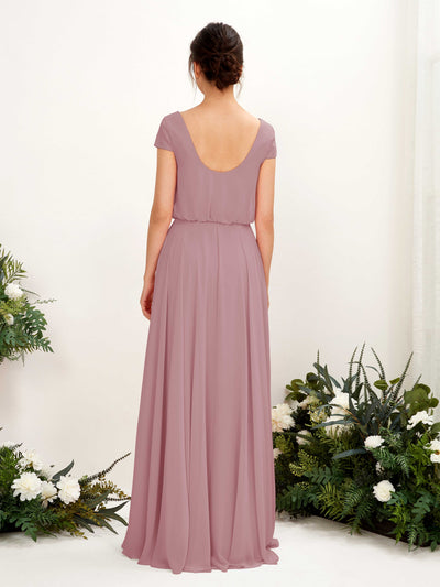 Carlyna Pauline A-Line Vintage Mauve Bridesmaid Dress Maxi Cap Sleeve V-Neck Dress #color_vintage-mauve