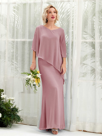 Carlyna Violaine A-Line Vintage Mauve Bridesmaid Dress Maxi Three Quarter Sleeve V-Neck Dress #color_vintage-mauve