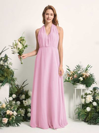 Carlyna Carolyn Convertible Candy Pink Bridesmaid Dress Maxi Sleeveless Sweetheart Dress Front View #color_candy-pink