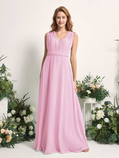 Carlyna Carolyn Convertible Candy Pink Bridesmaid Dress Maxi Sleeveless Sweetheart Dress Side View 3 #color_candy-pink