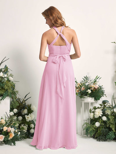 Carlyna Carolyn Convertible Candy Pink Bridesmaid Dress Maxi Sleeveless Sweetheart Dress Back View #color_candy-pink