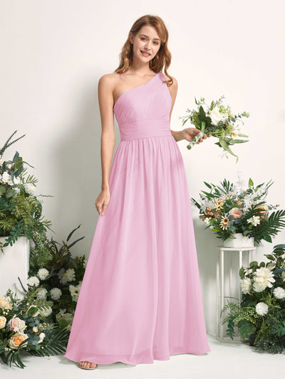 Carlyna Pandora A-Line Candy Pink Bridesmaid Dress Maxi Sleeveless One Shoulder Dress #color_candy-pink