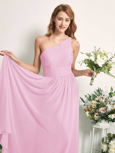 Carlyna Pandora A-Line Candy Pink Bridesmaid Dress Maxi Sleeveless One Shoulder Dress #color_candy-pink