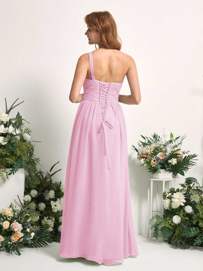 Carlyna Pandora A-Line Candy Pink Bridesmaid Dress Maxi Sleeveless One Shoulder Dress #color_candy-pink