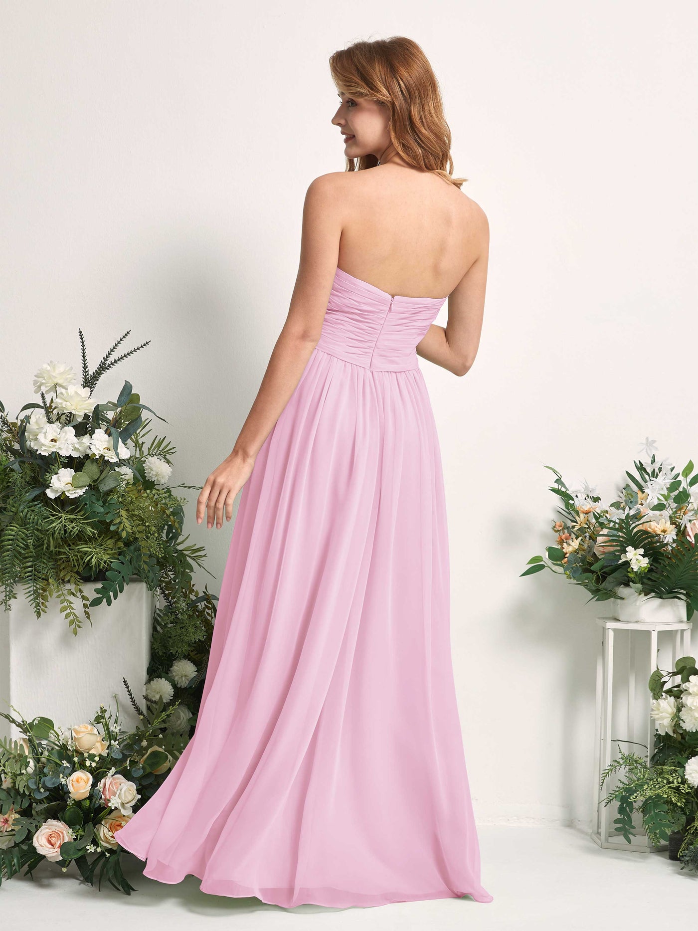 Bridesmaid Dress A-line Chiffon Sweetheart Full Length Sleeveless Wedding Party Dress - Candy Pink (81226939)#color_candy-pink