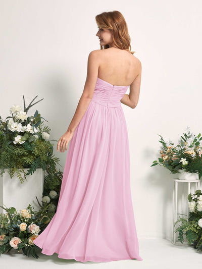 Carlyna Elma A-Line Candy Pink Bridesmaid Dress Maxi Sleeveless Sweetheart Dress Back View #color_candy-pink